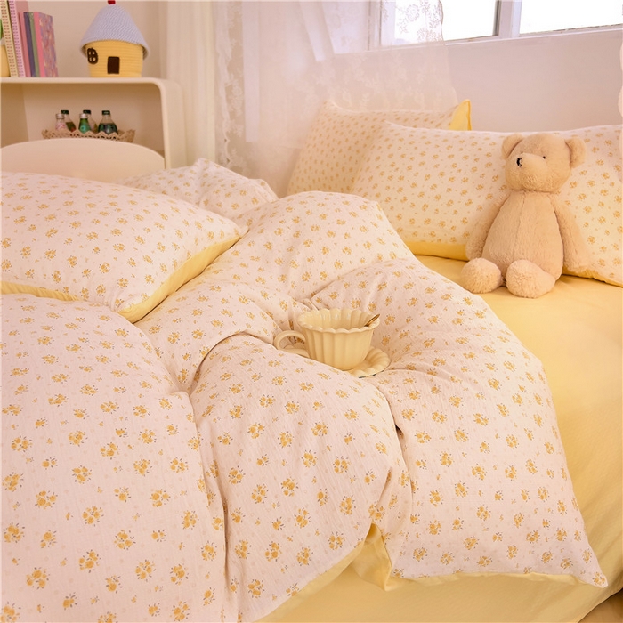 91家纺网 家纺一手货源 找家纺 优品阁 2025新款云感皱皱纱四件套 小晴天