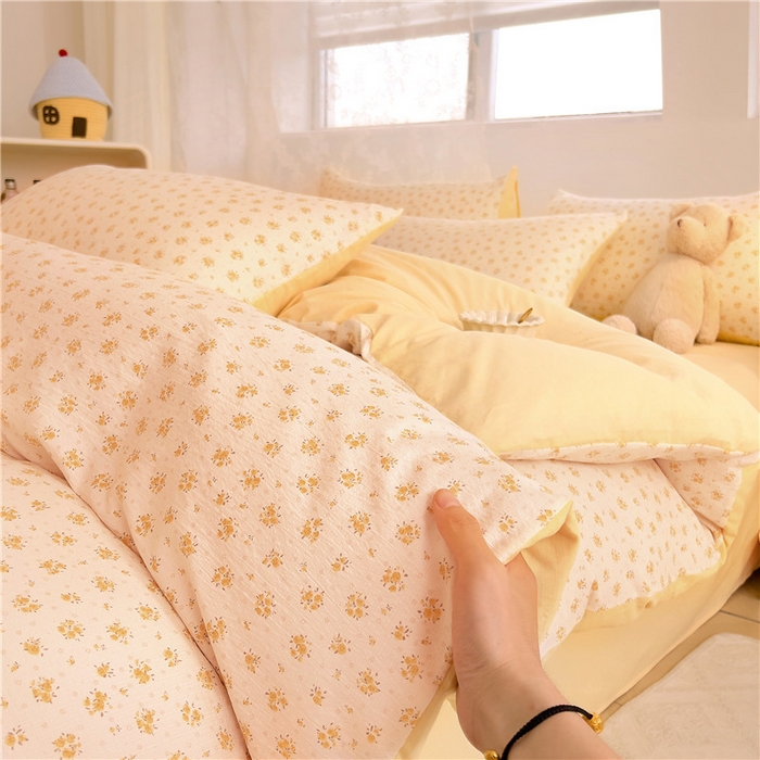 91家纺网 家纺一手货源 找家纺 优品阁 2025新款云感皱皱纱四件套 小晴天