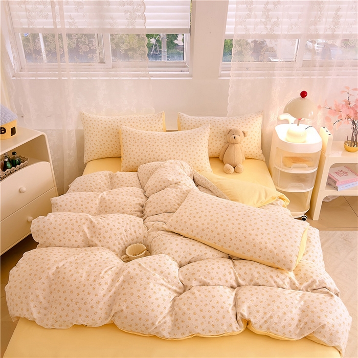 91家纺网 家纺一手货源 找家纺 优品阁 2025新款云感皱皱纱四件套 小晴天