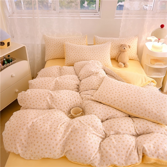 91家纺网 家纺一手货源 找家纺 优品阁 2025新款云感皱皱纱四件套 小晴天