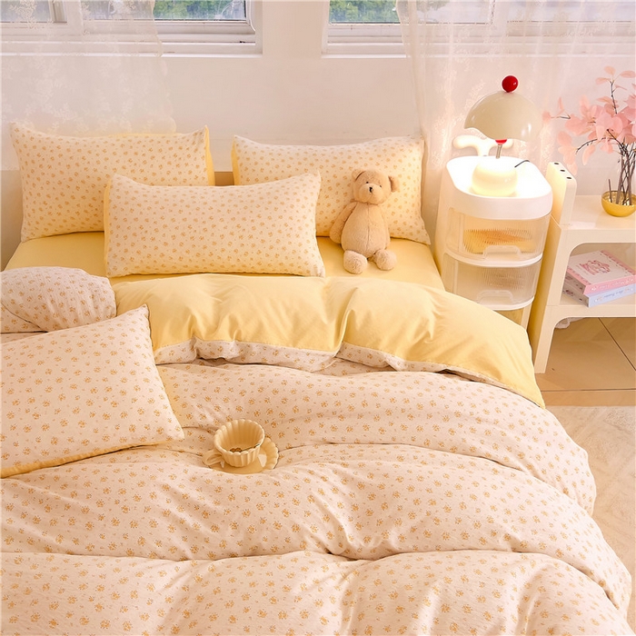 91家纺网 家纺一手货源 找家纺 优品阁 2025新款云感皱皱纱四件套 小晴天