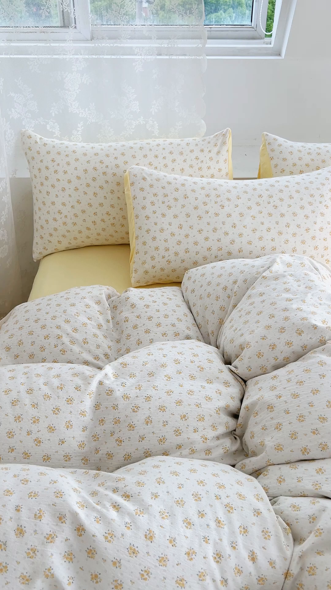 91家纺网 家纺一手货源 找家纺 优品阁 2025新款云感皱皱纱四件套 小晴天