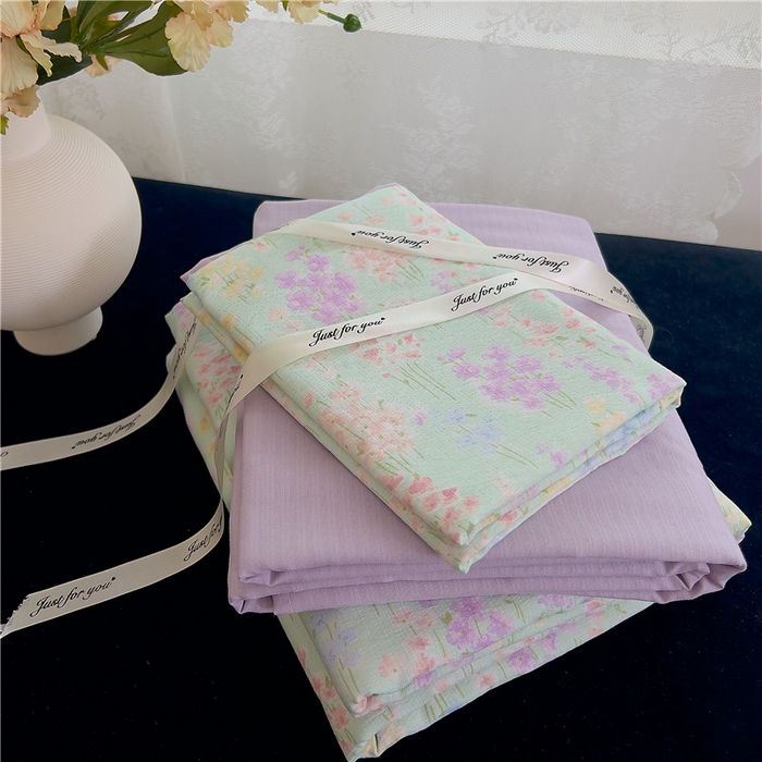 优品阁 2025新款云感皱皱纱四件套 薰衣草