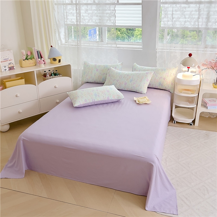 91家纺网 家纺一手货源 找家纺 优品阁 2025新款云感皱皱纱四件套 薰衣草