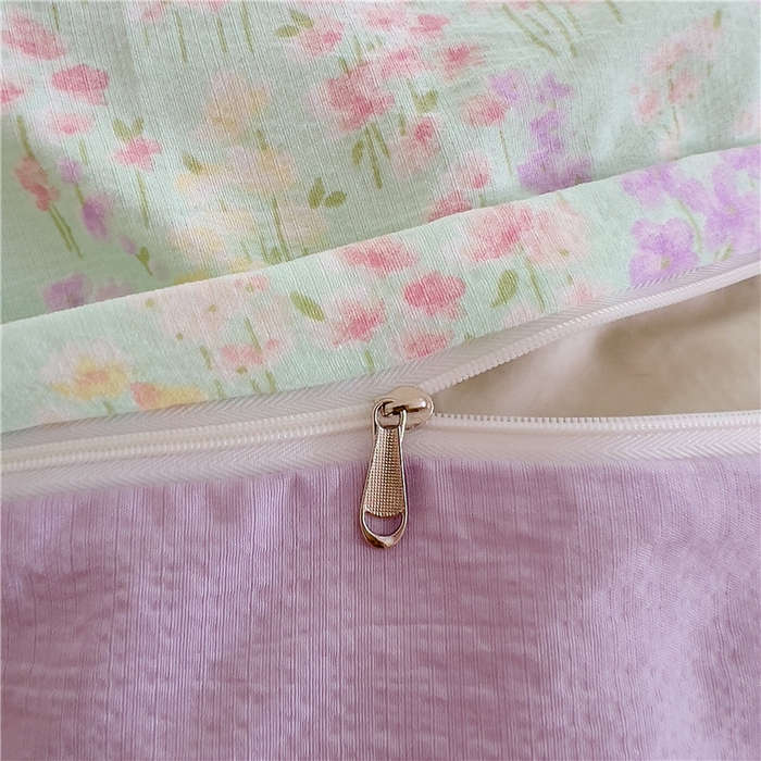 91家纺网 家纺一手货源 找家纺 优品阁 2025新款云感皱皱纱四件套 薰衣草