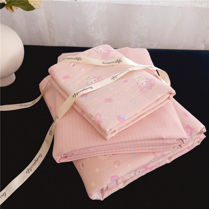 优品阁 2025新款云感皱皱纱四件套 小美冰激凌