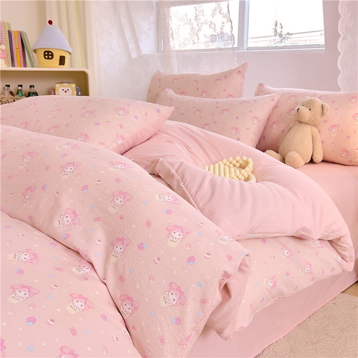 91家纺网 家纺一手货源 找家纺 优品阁 2025新款云感皱皱纱四件套 小美冰激凌