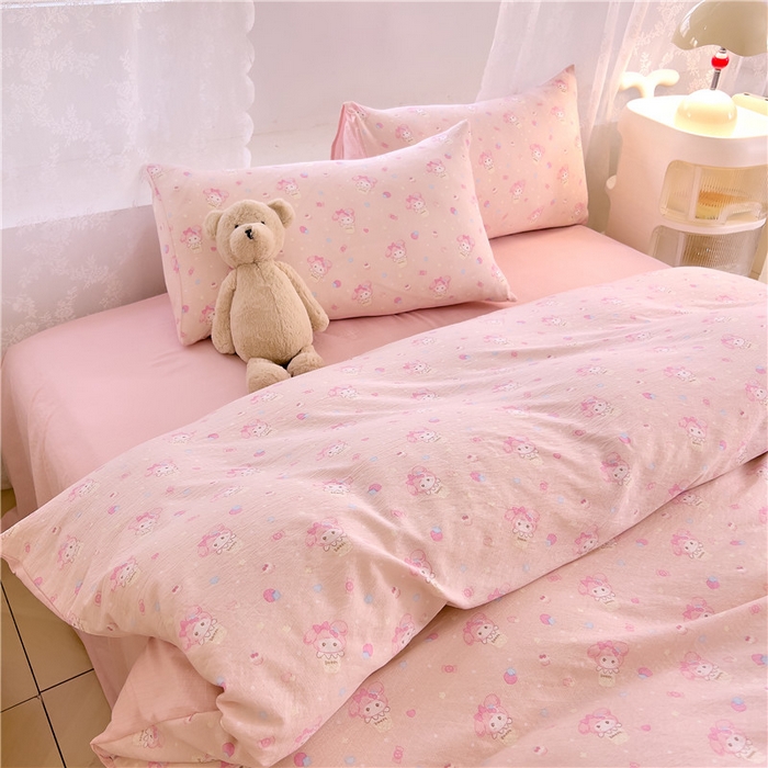 91家纺网 家纺一手货源 找家纺 优品阁 2025新款云感皱皱纱四件套 小美冰激凌