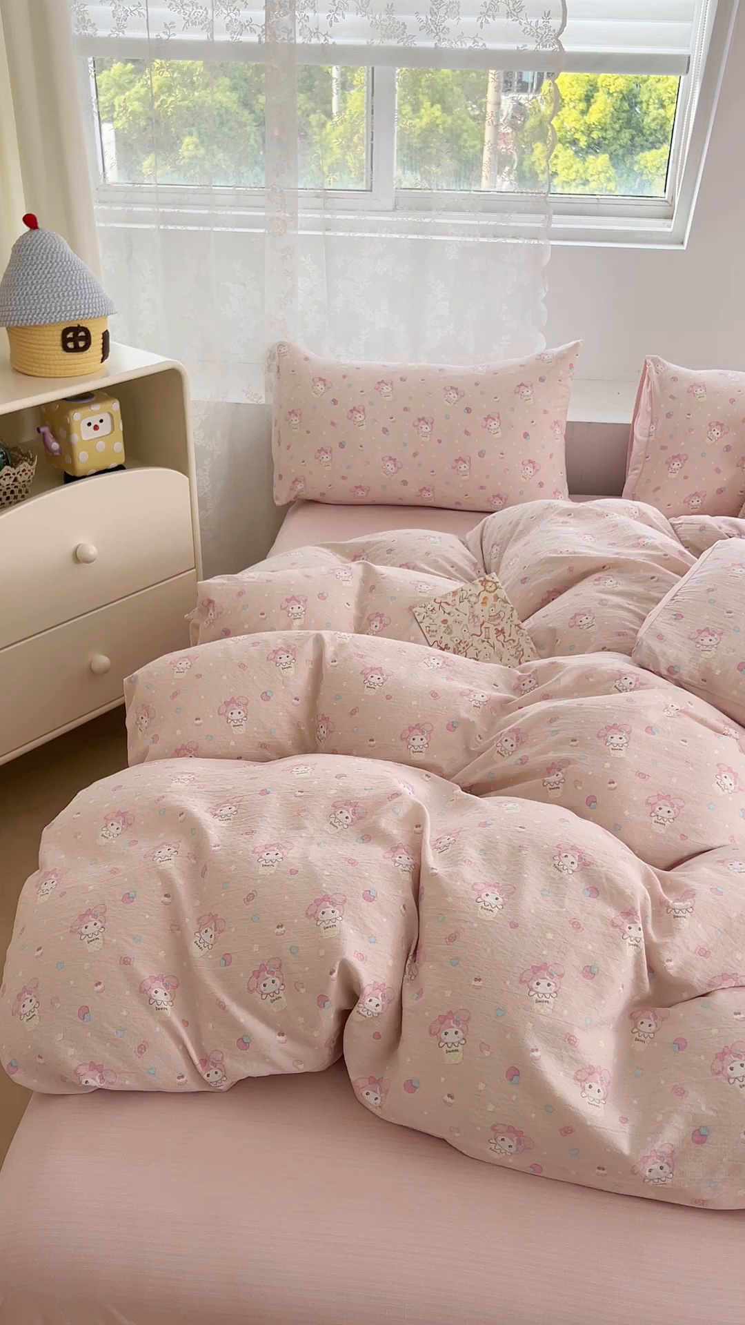 91家纺网 家纺一手货源 找家纺 优品阁 2025新款云感皱皱纱四件套 小美冰激凌