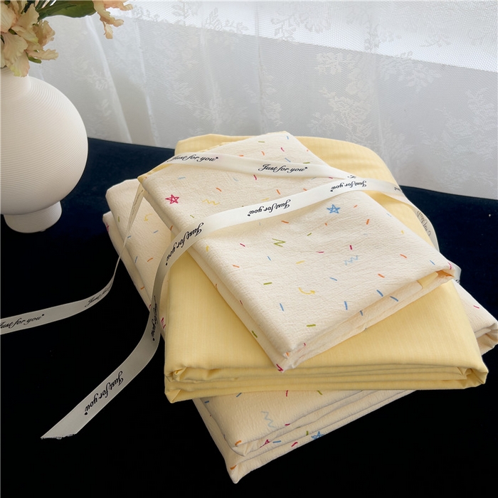 优品阁 2025新款云感皱皱纱四件套 奶油派