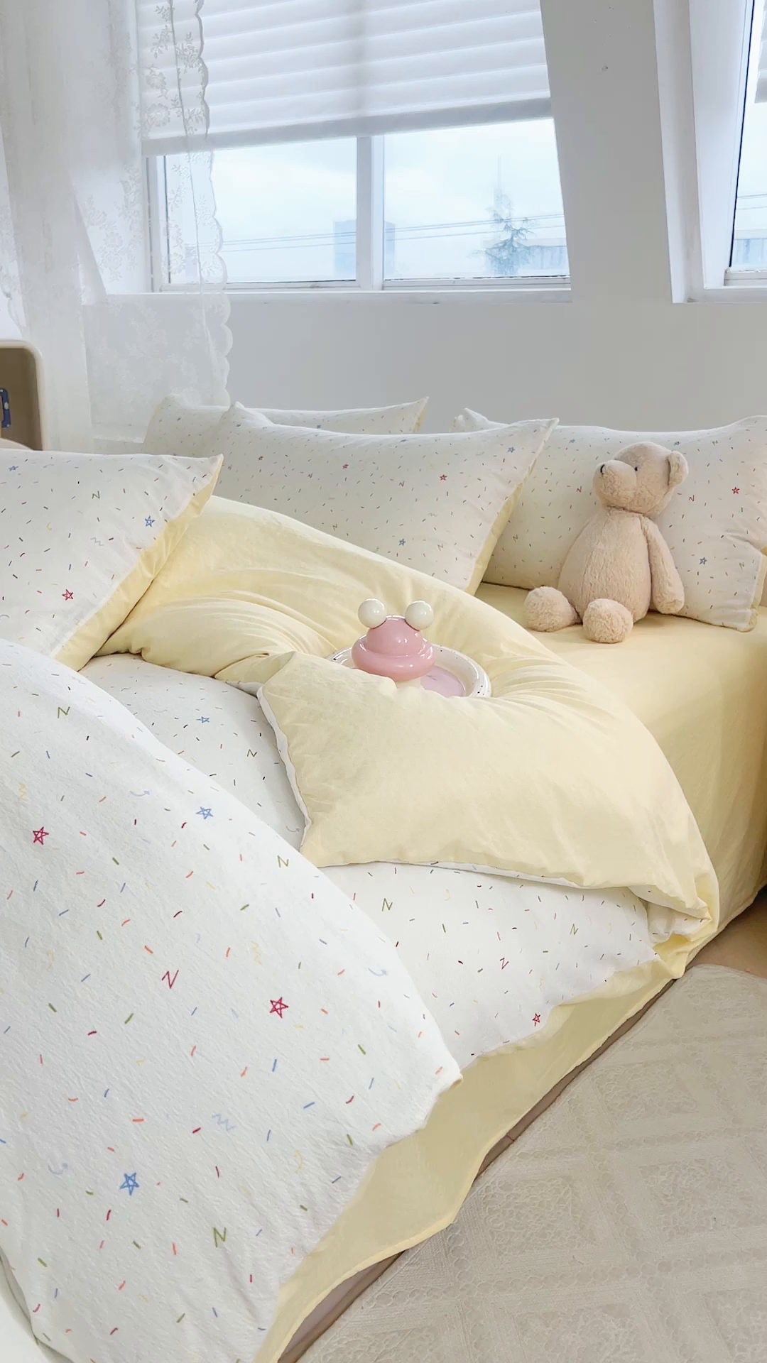 91家纺网 家纺一手货源 找家纺 优品阁 2025新款云感皱皱纱四件套 奶油派