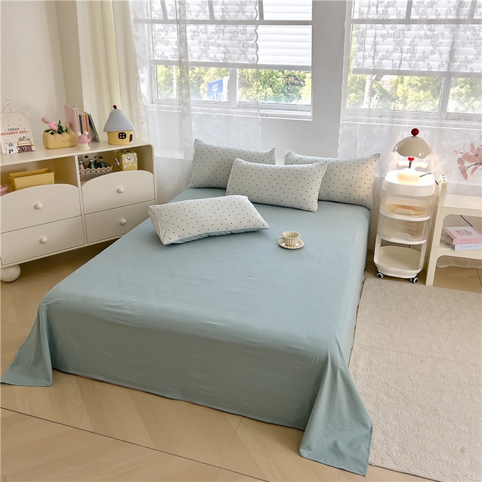 91家纺网 家纺一手货源 找家纺 优品阁 2025新款云感皱皱纱四件套 抹茶波波