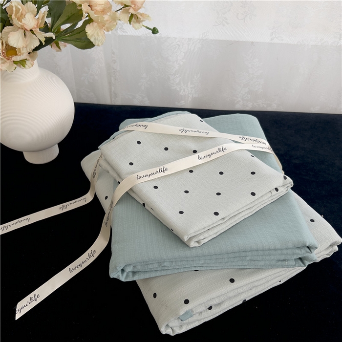 优品阁 2025新款云感皱皱纱四件套 抹茶波波