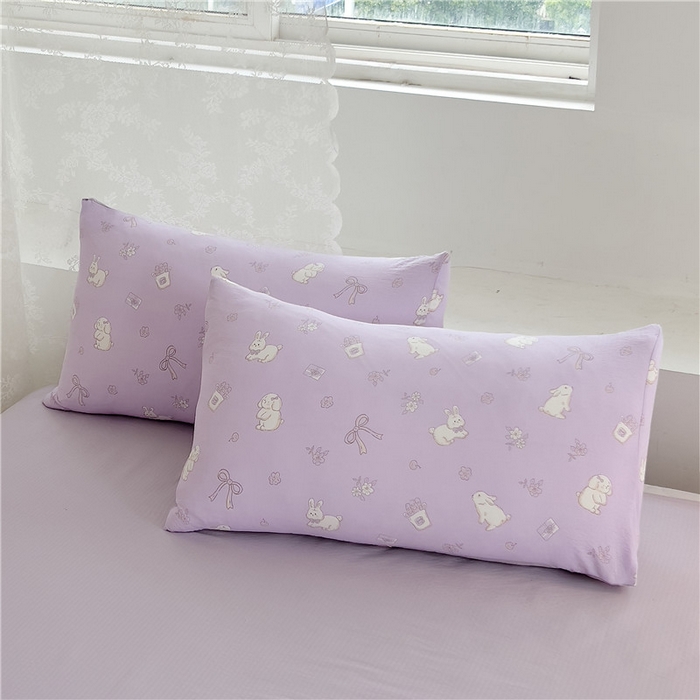 91家纺网 家纺一手货源 找家纺 优品阁 2025新款云感皱皱纱四件套 快乐兔