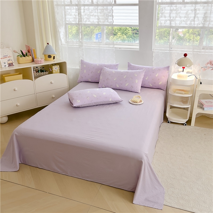 91家纺网 家纺一手货源 找家纺 优品阁 2025新款云感皱皱纱四件套 快乐兔