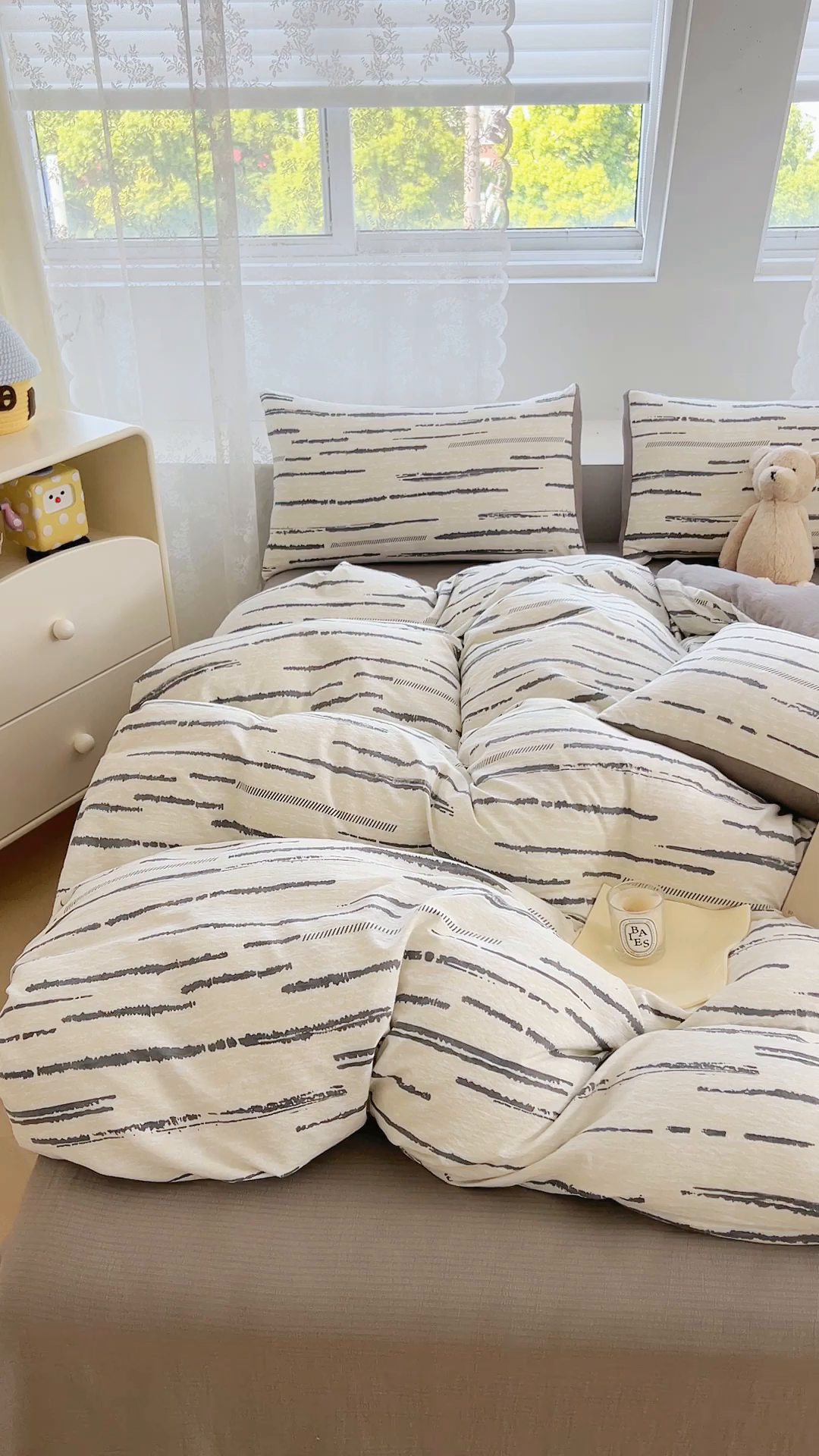 91家纺网 家纺一手货源 找家纺 优品阁 2025新款云感皱皱纱四件套 凯伦