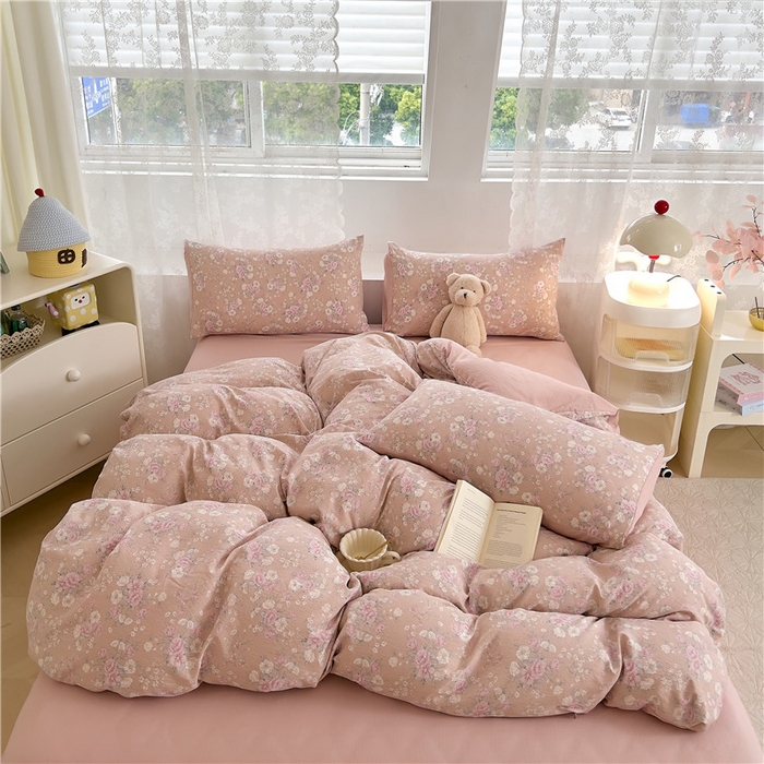 91家纺网 家纺一手货源 找家纺 优品阁 2025新款云感皱皱纱四件套 花样年华