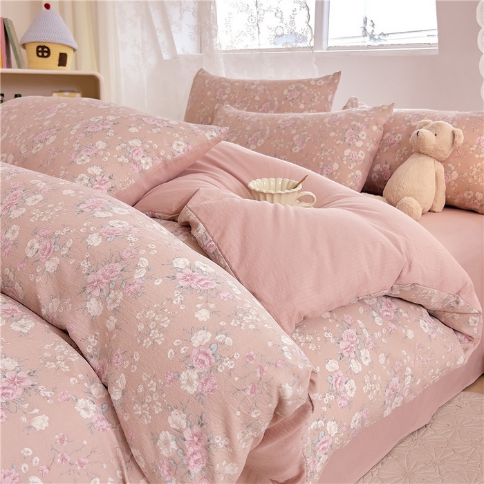 91家纺网 家纺一手货源 找家纺 优品阁 2025新款云感皱皱纱四件套 花样年华