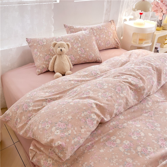 91家纺网 家纺一手货源 找家纺 优品阁 2025新款云感皱皱纱四件套 花样年华