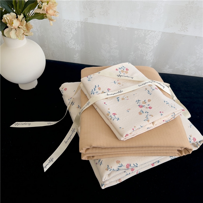 优品阁 2025新款云感皱皱纱四件套 朝花夕拾