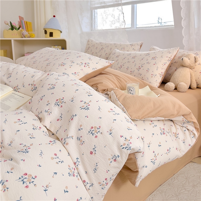 91家纺网 家纺一手货源 找家纺 优品阁 2025新款云感皱皱纱四件套 朝花夕拾