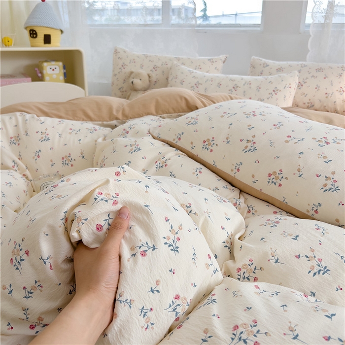 91家纺网 家纺一手货源 找家纺 优品阁 2025新款云感皱皱纱四件套 朝花夕拾