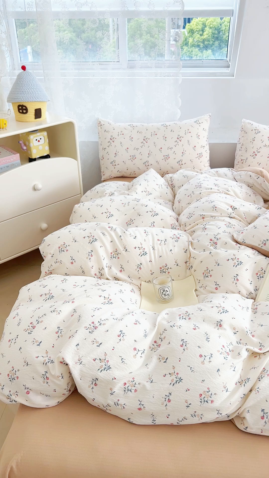 91家纺网 家纺一手货源 找家纺 优品阁 2025新款云感皱皱纱四件套 朝花夕拾