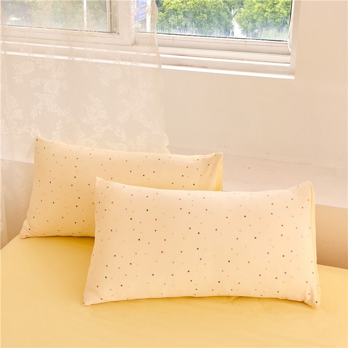 91家纺网 家纺一手货源 找家纺 优品阁 2025新款云感皱皱纱四件套 彩色波点