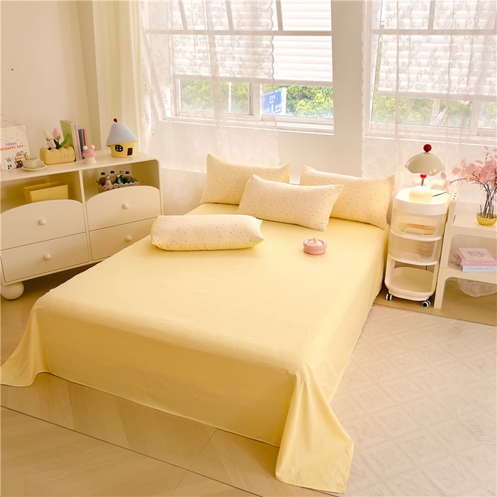 91家纺网 家纺一手货源 找家纺 优品阁 2025新款云感皱皱纱四件套 彩色波点