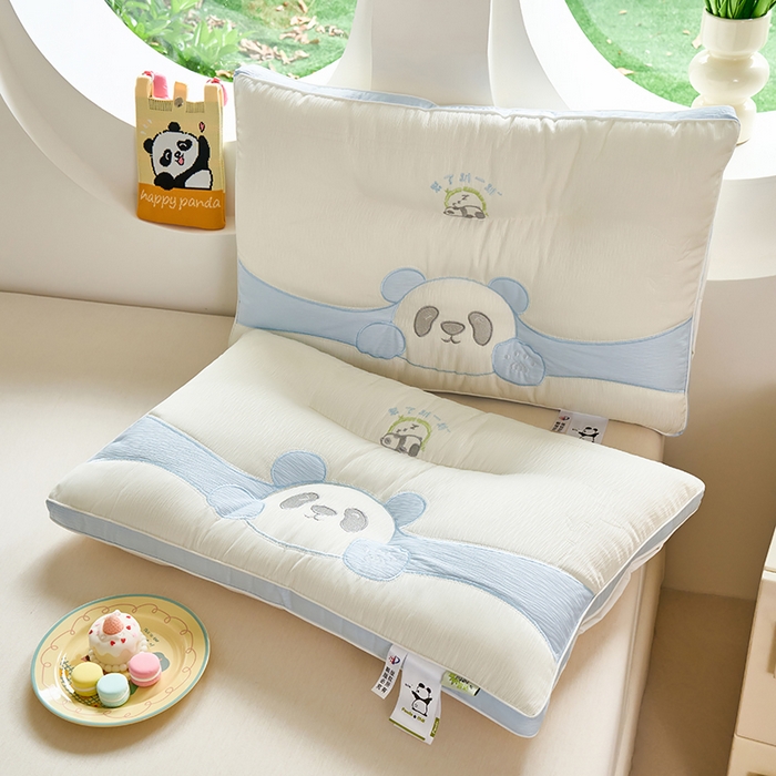 91家纺网 家纺一手货源 找家纺 晚儿 2025新款酣睡熊护颈枕 枕头枕芯 酣睡熊-蓝 48x74cm/只