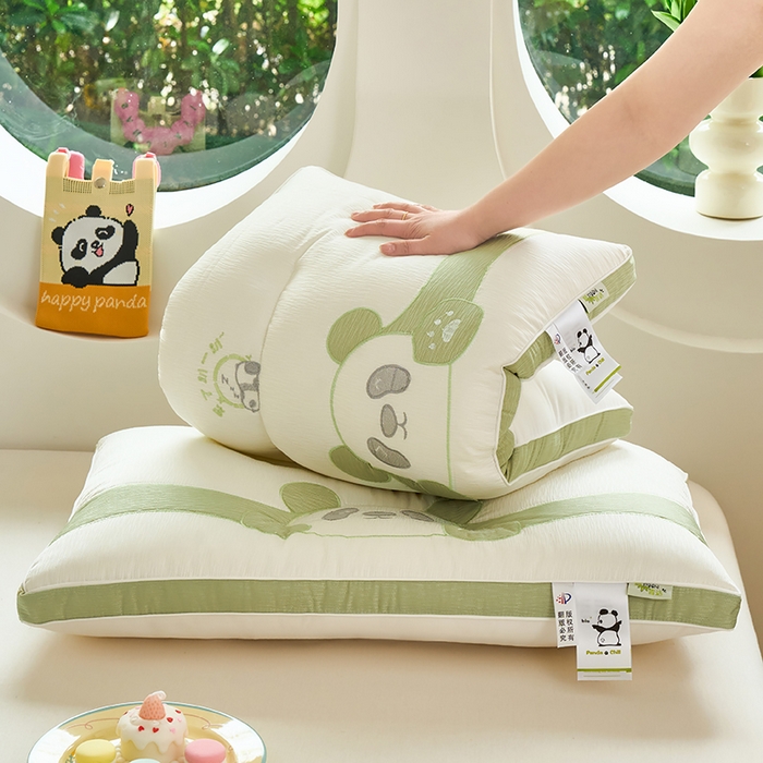 91家纺网 家纺一手货源 找家纺 晚儿 2025新款酣睡熊护颈枕 枕头枕芯 酣睡熊-绿 48x74cm/只