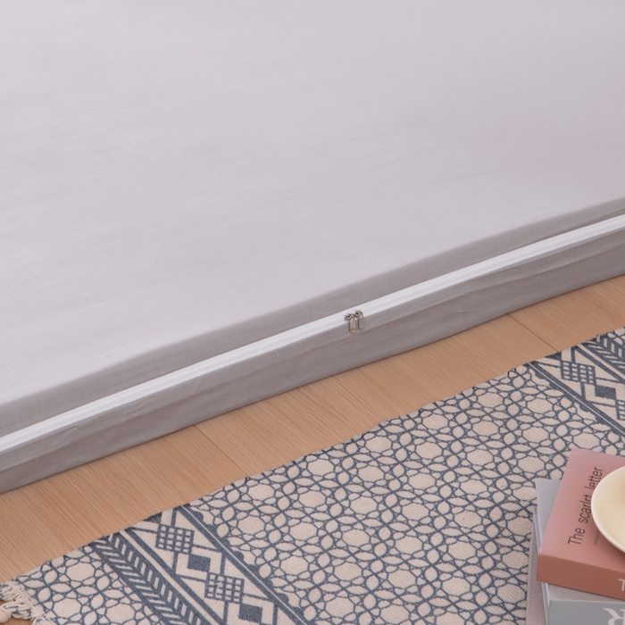 91家纺网 家纺一手货源 找家纺  凌云2025年新品全棉学生宿舍床垫套全包拉链式床笠单件纯棉床罩保护套 简约灰