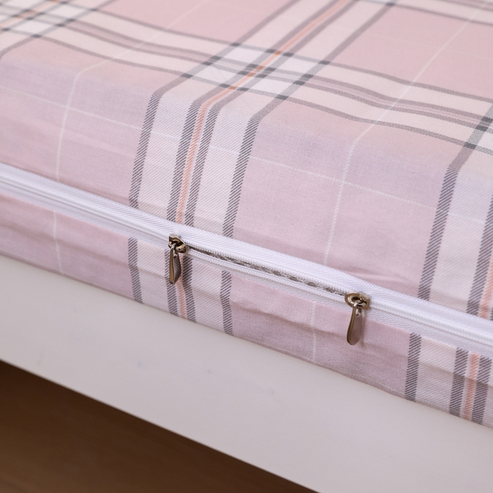 91家纺网 家纺一手货源 找家纺  凌云2025年新品全棉学生宿舍床垫套全包拉链式床笠单件纯棉床罩保护套 绮梦粉