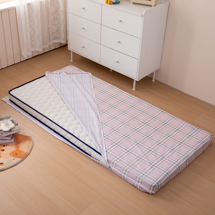 91家纺网 家纺一手货源 找家纺  凌云2025年新品全棉学生宿舍床垫套全包拉链式床笠单件纯棉床罩保护套 绮梦粉