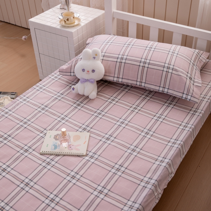 91家纺网 家纺一手货源 找家纺  凌云2025年新品全棉学生宿舍床垫套全包拉链式床笠单件纯棉床罩保护套 绮梦粉