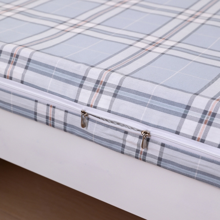 91家纺网 家纺一手货源 找家纺  凌云2025年新品全棉学生宿舍床垫套全包拉链式床笠单件纯棉床罩保护套 绮梦蓝