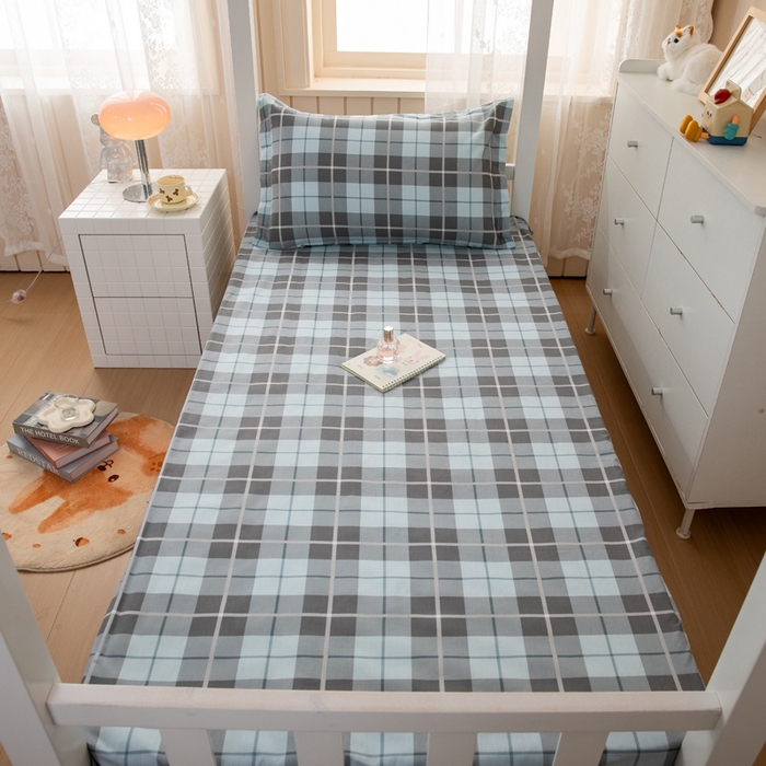 91家纺网 家纺一手货源 找家纺  凌云2025年新品全棉学生宿舍床垫套全包拉链式床笠单件纯棉床罩保护套 雅静兰