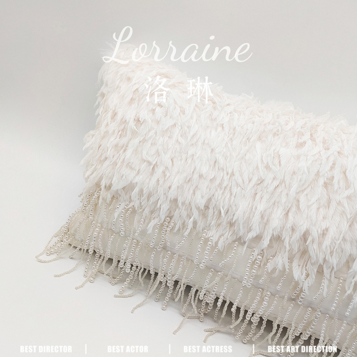 91家纺网 家纺一手货源 找家纺 （总）露函家居 2025新款洛琳珍珠羽毛小抱枕