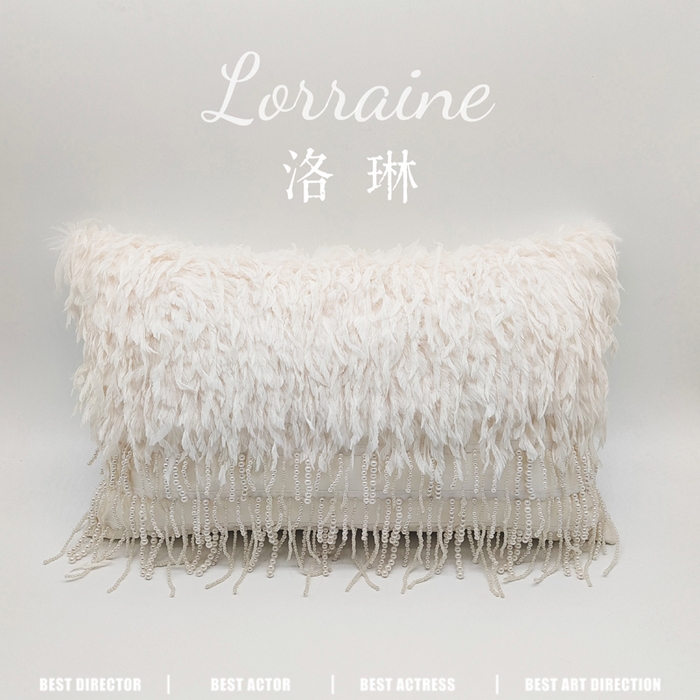 91家纺网 家纺一手货源 找家纺 （总）露函家居 2025新款洛琳珍珠羽毛小抱枕