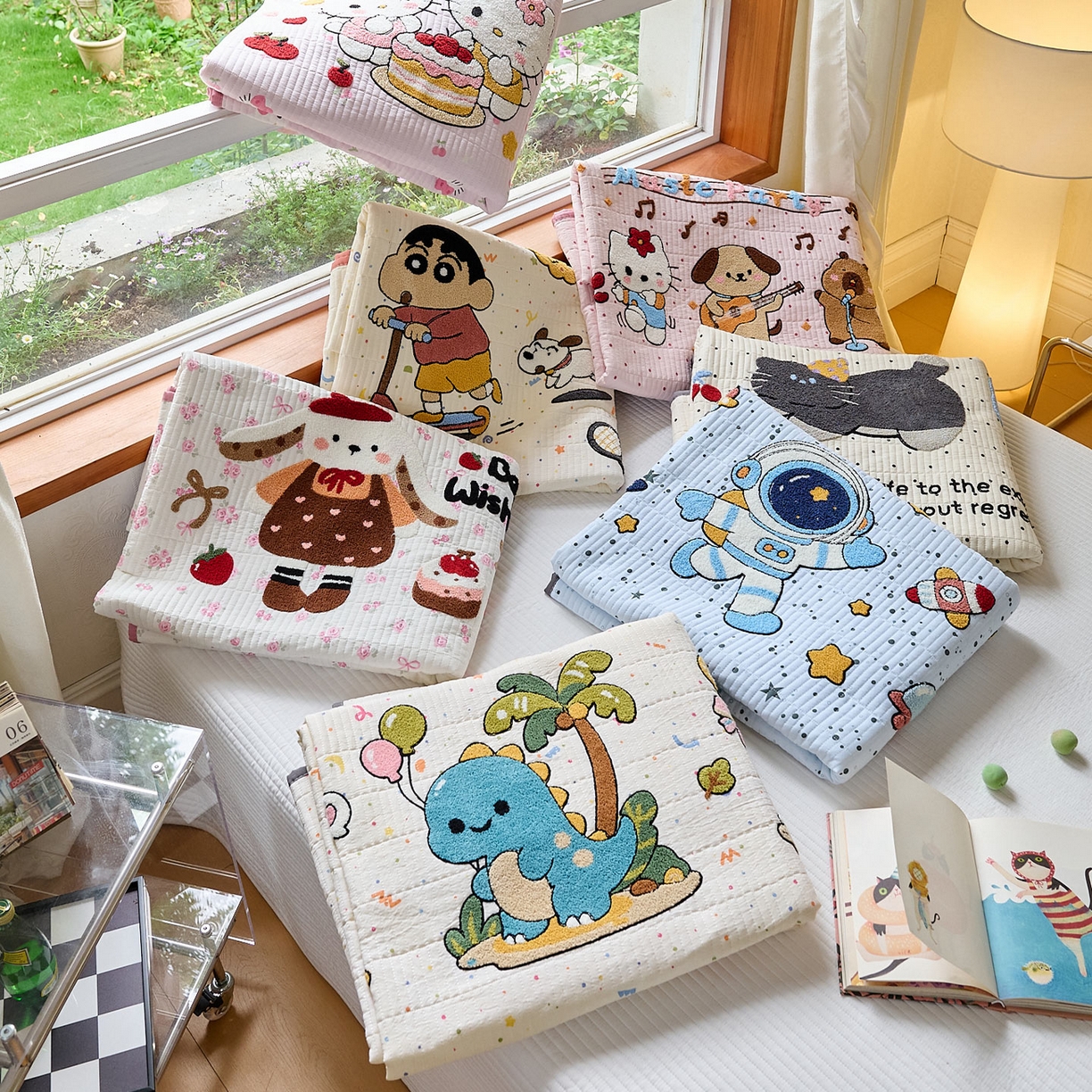 91家纺网 家纺一手货源 找家纺 （总）鑫喜莱家纺 2025新款毛巾绣云朵棉床盖三件套