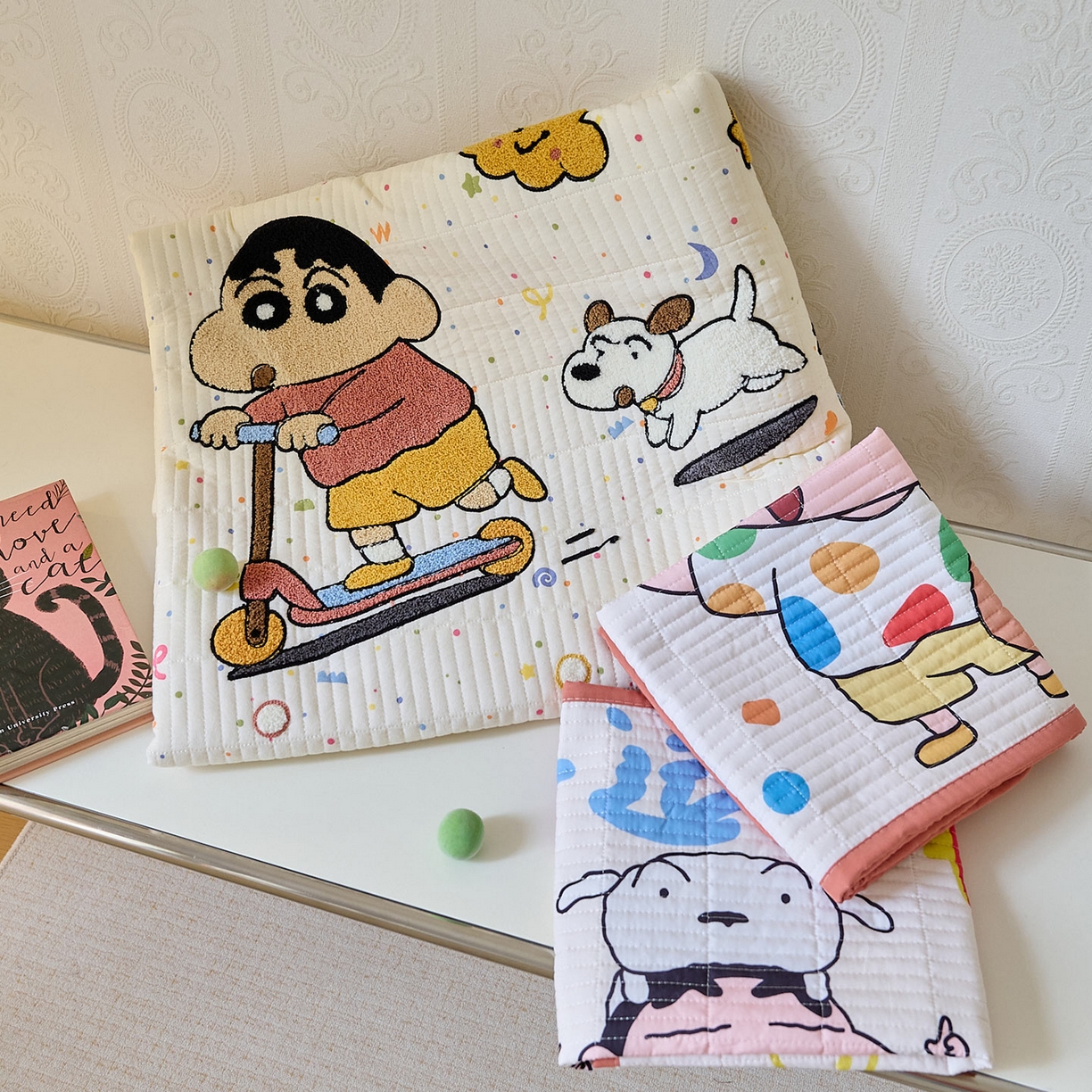 91家纺网 家纺一手货源 找家纺 鑫喜莱家纺 2025新款毛巾绣云朵棉床盖三件套 组合图仅供展示