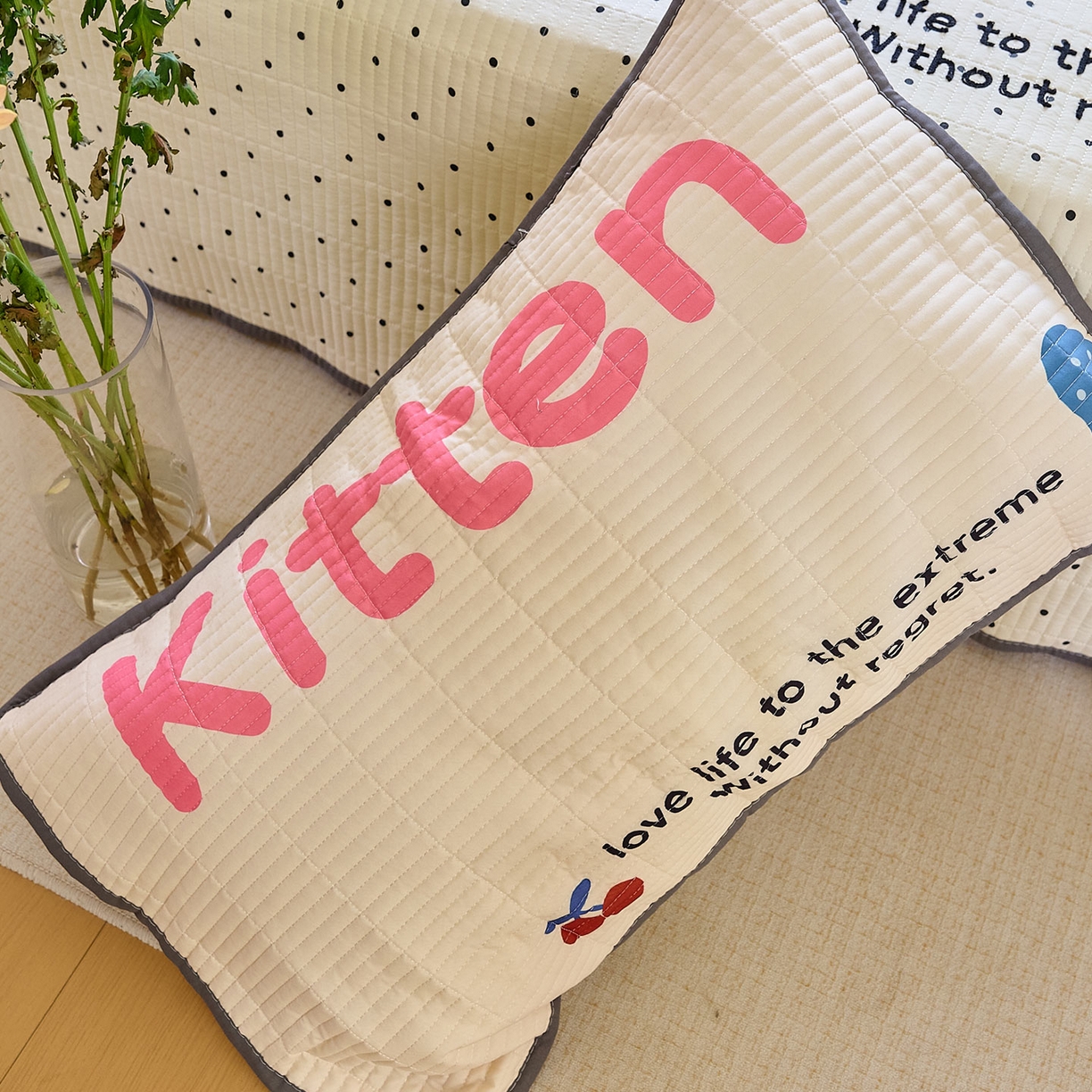 91家纺网 家纺一手货源 找家纺 鑫喜莱家纺 2025新款毛巾绣云朵棉床盖三件套 胖猫