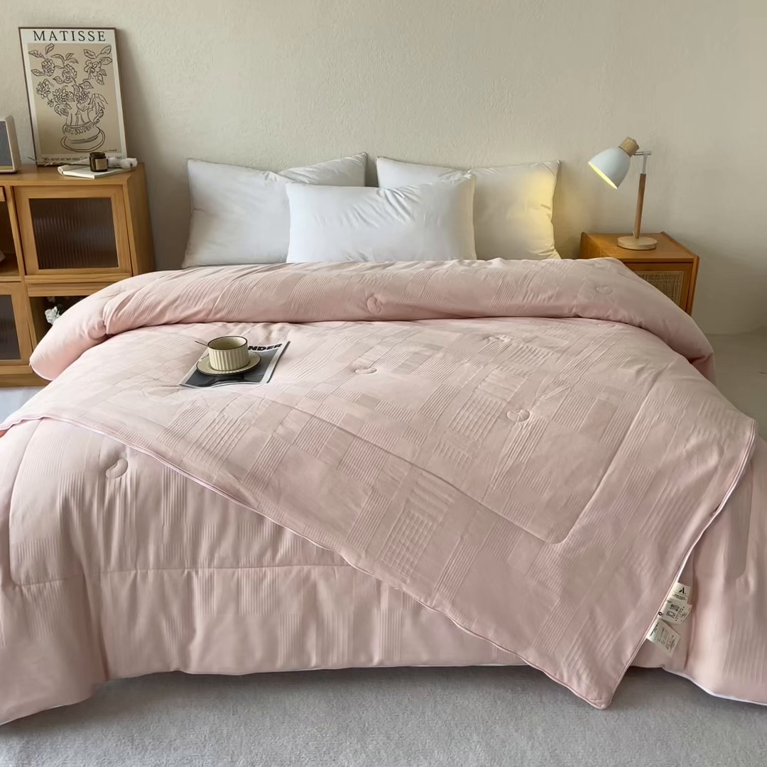 91家纺网 家纺一手货源 找家纺 鸣升家纺 2025新款全棉被子母被被子被芯四季款 菽菽木兰-粉