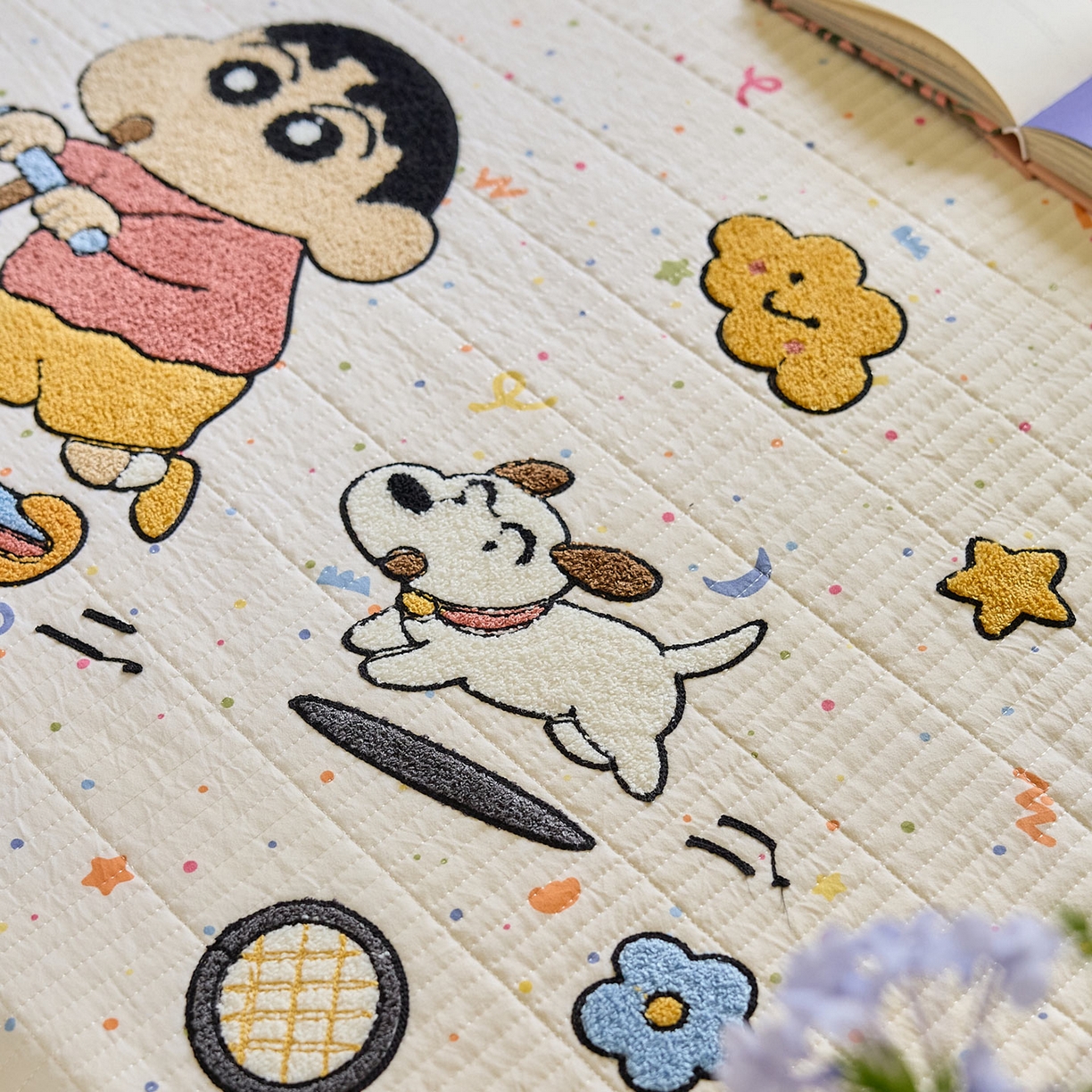 91家纺网 家纺一手货源 找家纺 鑫喜莱家纺 2025新款毛巾绣云朵棉床盖三件套 小新时光