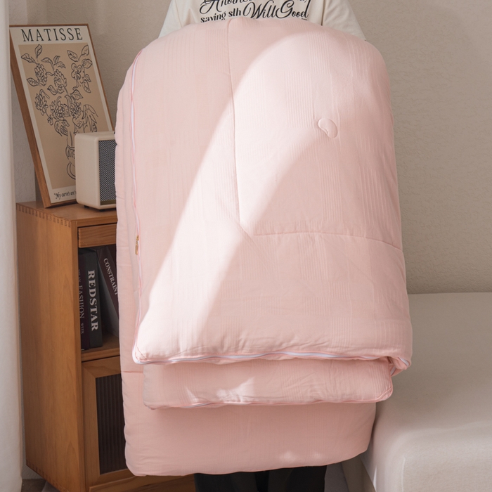 91家纺网 家纺一手货源 找家纺 鸣升家纺 2025新款全棉被子母被被子被芯四季款 菽菽木兰-粉