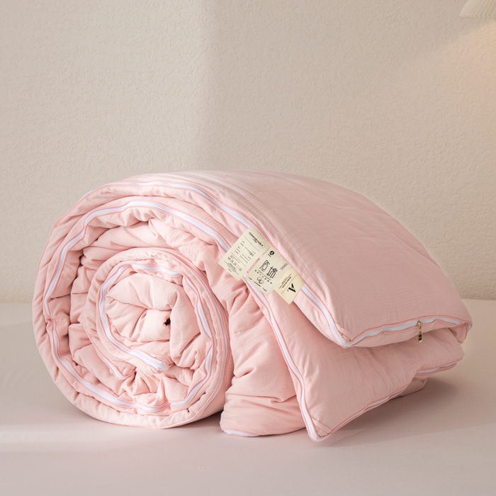 91家纺网 家纺一手货源 找家纺 鸣升家纺 2025新款全棉被子母被被子被芯四季款 菽菽木兰-粉