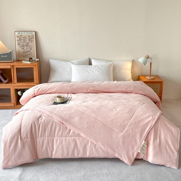 91家纺网 家纺一手货源 找家纺 鸣升家纺 2025新款全棉被子母被被子被芯四季款 菽菽木兰-粉