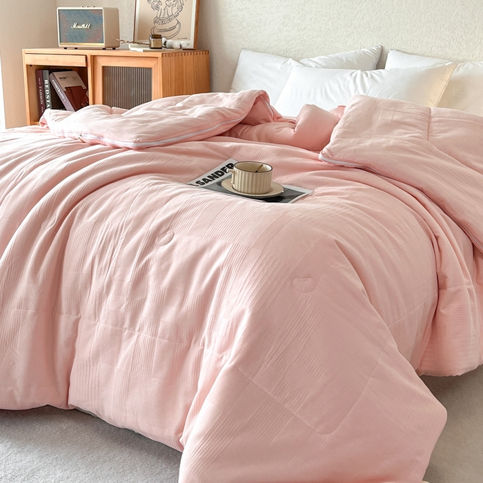 91家纺网 家纺一手货源 找家纺 鸣升家纺 2025新款全棉被子母被被子被芯四季款 菽菽木兰-粉