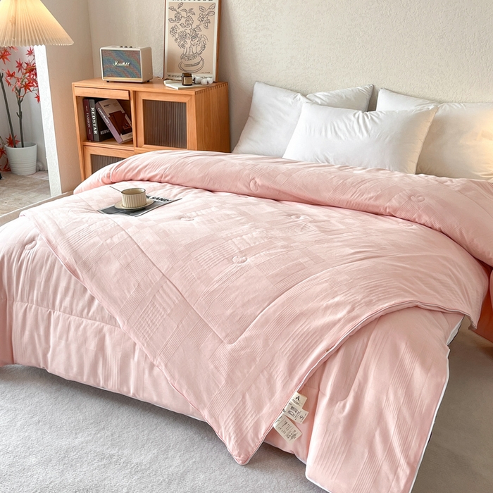 91家纺网 家纺一手货源 找家纺 鸣升家纺 2025新款全棉被子母被被子被芯四季款 菽菽木兰-粉