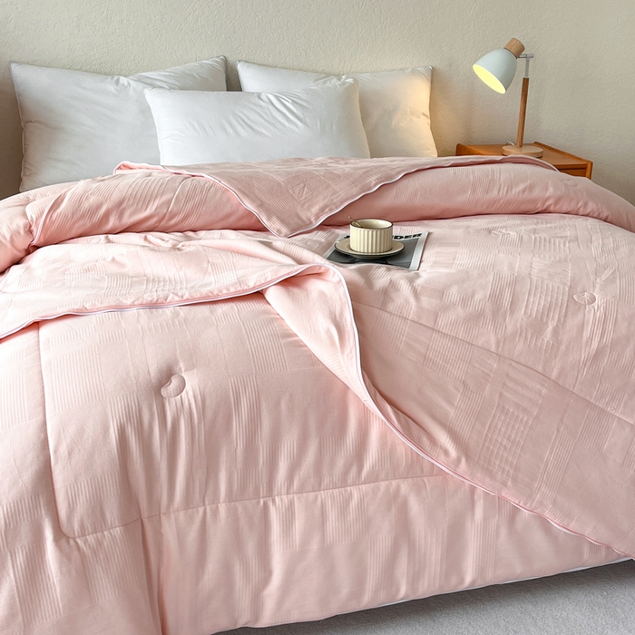 91家纺网 家纺一手货源 找家纺 鸣升家纺 2025新款全棉被子母被被子被芯四季款 菽菽木兰-粉